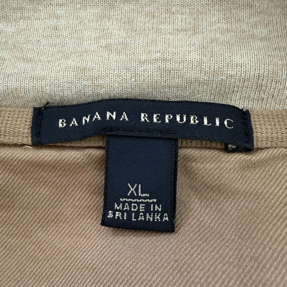 Banana Republic Sweater Mens XL Beige Button‎ Mock Neck Henley Pullover Cotton